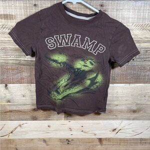 Jumping Beans Brown SWAMP Gator Boys S(4) Tee Shirt 100% Cotton Short Sleeve Top